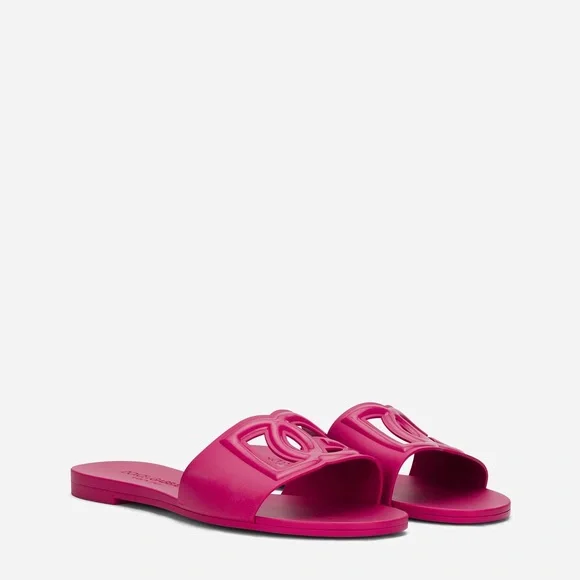 Dolce & Gabbana Rubber Beachwear Sliders Fuchsia Pink 39 - Picture 2 of 4